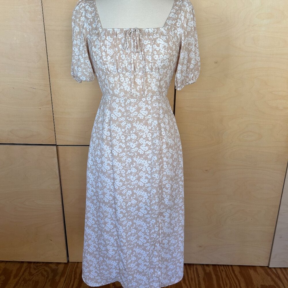 Sienna Sky (TJ Maxx) - Cream & Pink Floral Dress - Size S
